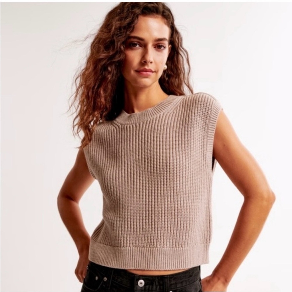 Abercrombie & Fitch Crew Shell Sweater in Brown/Taupe, Size XS